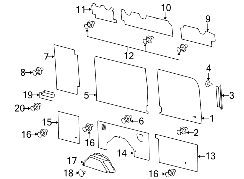 2022 Ford Transit-350 HD Interior Trim - Side Panel Diagram 4 - Thumbnail
