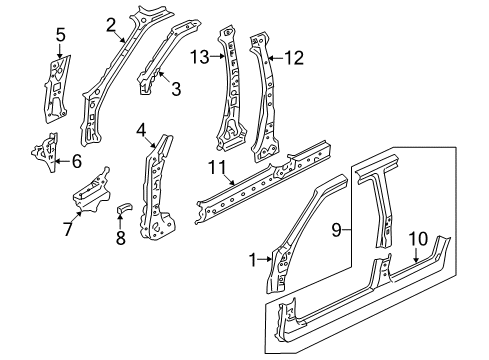 2006 Mercury Mariner Rocker Panel, Passenger Side Diagram for YL8Z-78211A10-BA