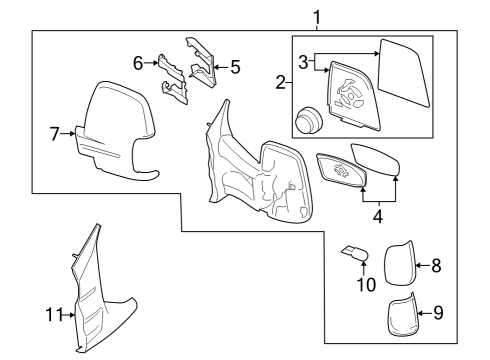 2024 Ford E-Transit Outside Mirrors Diagram