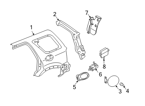 2003 Ford Escape Quarter Panel & Components Diagram