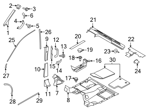 2025 Ford Transit-150 Interior Trim - Pillars Diagram