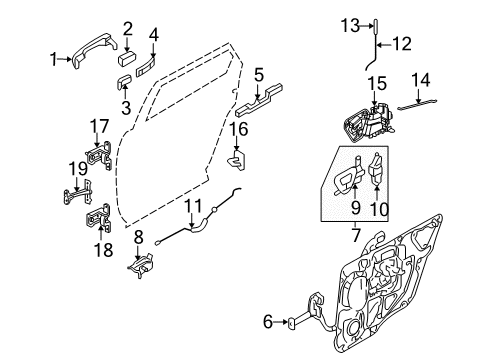 2009 Ford Taurus Rear Door - Lock & Hardware Diagram