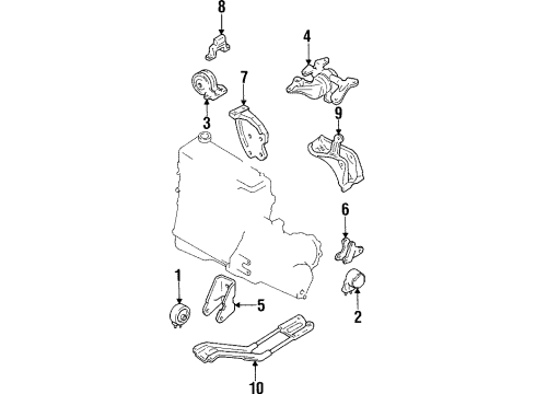 1999 Ford Escort Engine & Trans Mounting Diagram 2 - Thumbnail