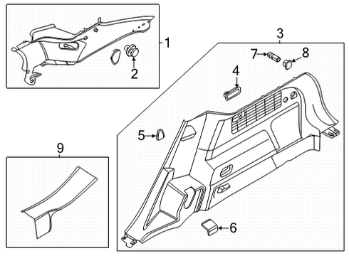 2024 Ford Mustang Mach-E Interior Trim - Quarter Panels Diagram
