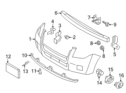 2011 Mercury Mariner Bumper & Components - Front Diagram