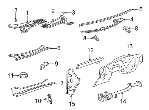 2001 Ford F-150 Cowl Grille Plug Diagram for F65Z-15020C34-AA