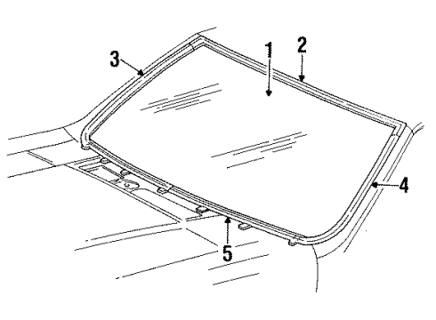 1984 Lincoln Continental Glass - Windshield Diagram