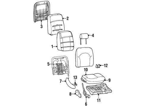 1997 Lincoln Continental Front Seat Components Diagram