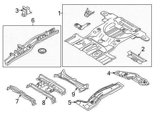 2014 Ford Edge Rear Floor & Rails Diagram