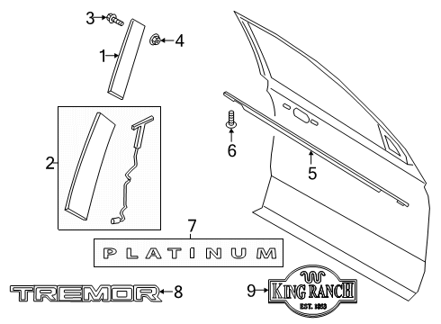 2025 Ford Expedition Exterior Trim - Front Door Diagram