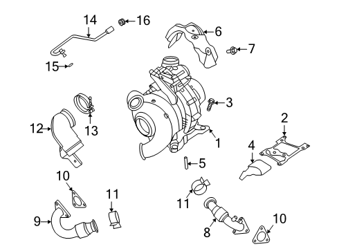 2022 Ford F-350 Super Duty Turbocharger & Components Diagram