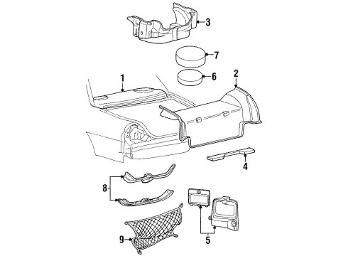 1999 Mercury Grand Marquis Package Tray Trim, Slate Blue, Rear Diagram for F8MZ5446668BAA