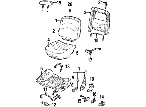 1998 Mercury Grand Marquis Bar, Driver Side Diagram for F6VZ5465537AA