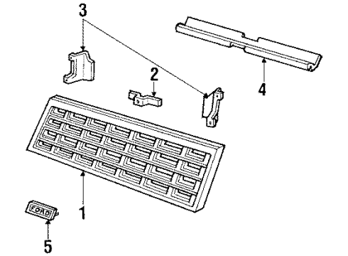 1985 Ford Escort Grille & Components Diagram