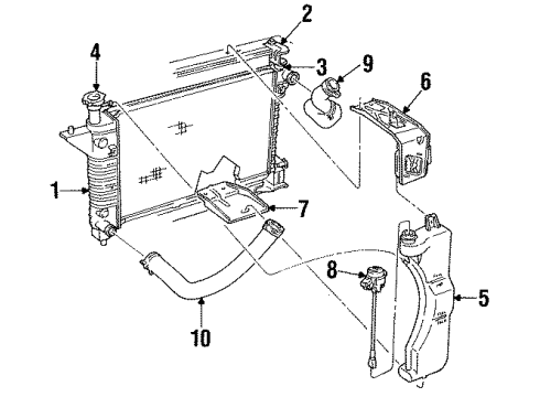 1994 Ford Mustang Radiator & Components Diagram