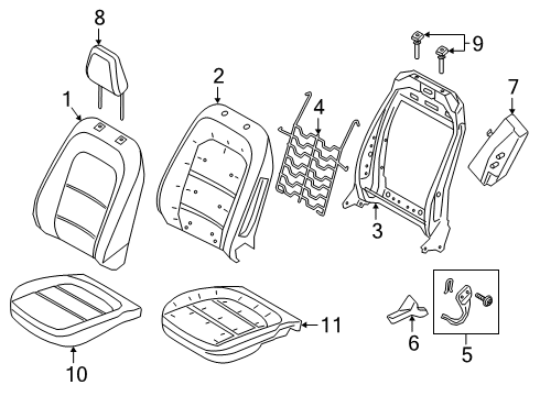 2020 Ford Escape Driver Seat Components Diagram