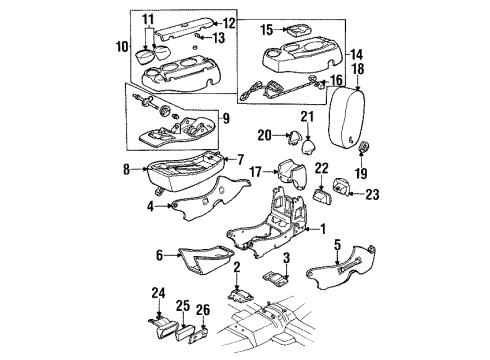 1999 Mercury Sable Console Assembly Bracket Diagram for F6DZ-54045B34-A