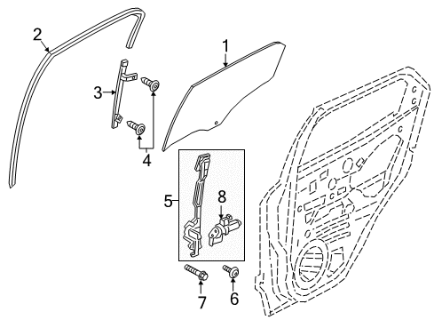 2018 Ford EcoSport Glass - Door Diagram