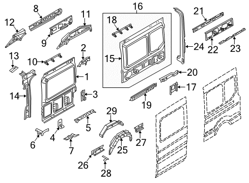 2021 Ford Transit-250 Rail Assembly - Roof Side Diagram for BK3Z-6151213-M