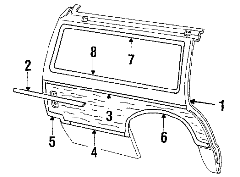 1985 Ford LTD Quarter Panel & Components Diagram
