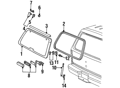 2001 Mercury Mountaineer Glass - Lift Gate Diagram