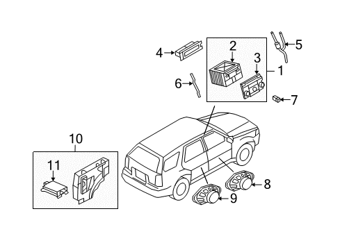 2008 Mercury Mariner Amplifier, Driver Side Diagram for 7L2Z-18B849-A