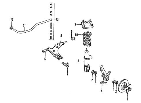 1992 Mercury Capri Front Suspension Components Diagram