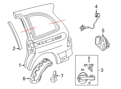 2005 Mercury Monterey Side Panel & Components Diagram