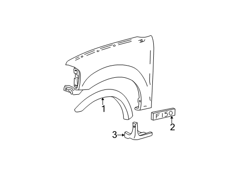 1998 Ford F-250 Exterior Trim - Fender Diagram