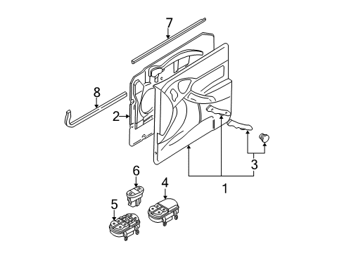 2007 Ford Focus Interior Trim - Front Door Diagram