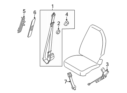 2025 Ford E-350 Super Duty Front Seat Belts Diagram