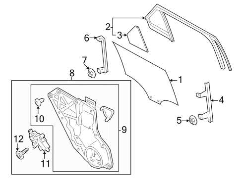 2024 Lincoln Aviator Glass - Door Diagram