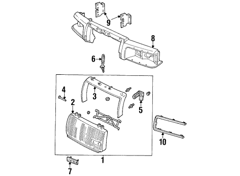 1997 Lincoln Town Car Grille & Components Diagram