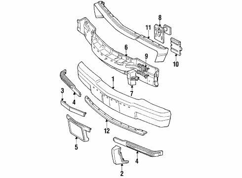 1990 Ford LTD Crown Victoria Bumper & Components - Front Diagram