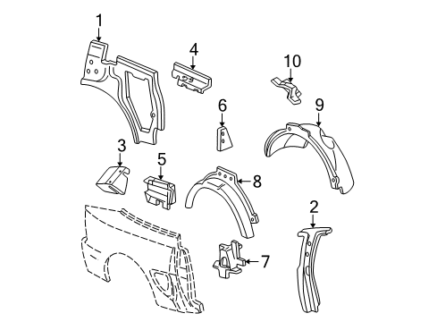 2000 Ford Mustang Inner Structure - Quarter Panel Diagram 2 - Thumbnail
