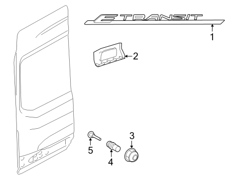 2025 Ford E-Transit Exterior Trim - Back Door  Diagram