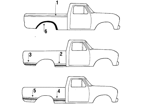 1985 Ford Ranger Exterior Trim - Pick Up Box Diagram 2 - Thumbnail