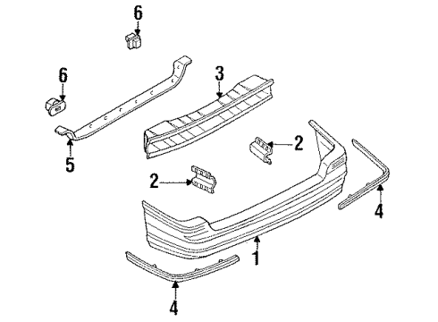 1993 Ford Escort Bumper & Components - Rear Diagram 3 - Thumbnail