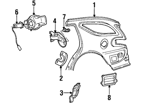 1998 Ford Taurus Quarter Panel & Components Diagram