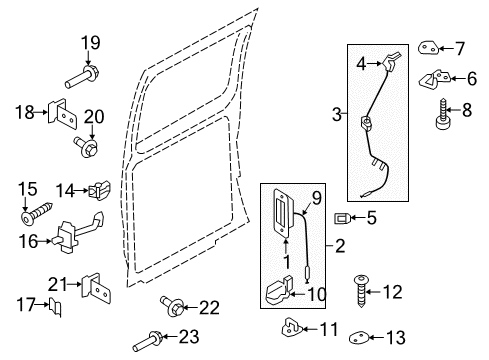 2012 Ford E-250 Back Door - Lock & Hardware Diagram