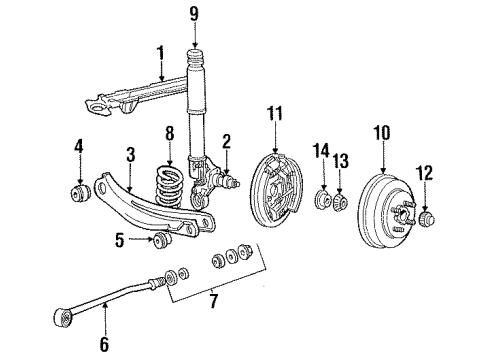 1985 Mercury Lynx Rear Suspension Components Diagram 2 - Thumbnail