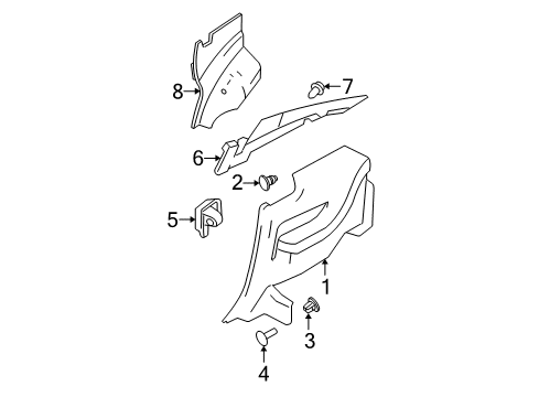2006 Ford Mustang Windshield Pillar Trim Clip, Upper Diagram for -W704021-S300