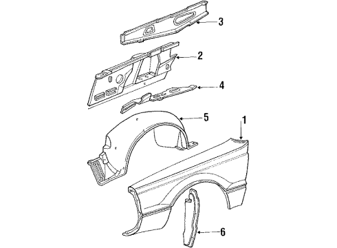 1985 Ford Thunderbird Fender & Components Diagram