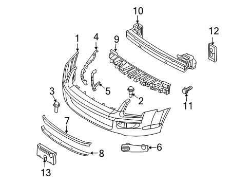 2007 Mercury Milan Bumper & Components - Front Diagram
