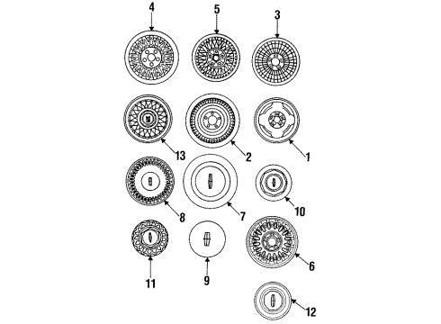 1990 Lincoln Town Car Wheel Covers & Trim Diagram