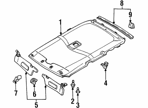 1999 Ford Escort Interior Trim - Roof Diagram