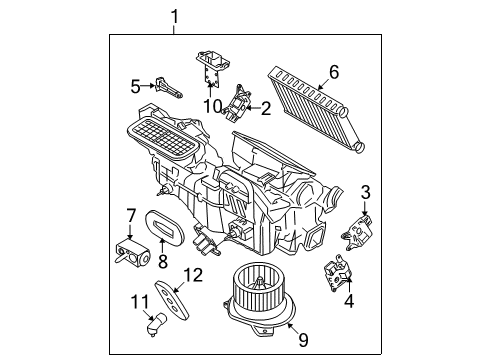 2008 Ford Focus A/C Evaporator & Heater Components Diagram