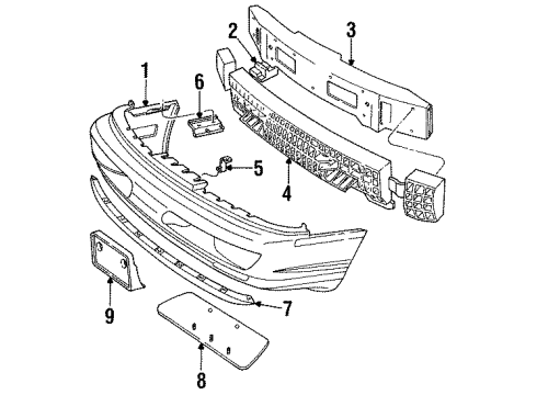 1992 Ford Thunderbird Bumper & Components - Front Diagram