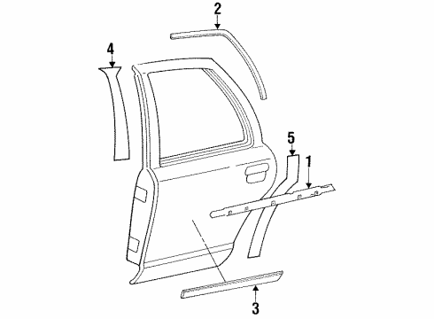 1992 Mercury Grand Marquis Exterior Trim - Rear Door Diagram