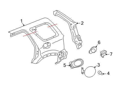 2011 Mercury Mariner Quarter Panel & Components Diagram